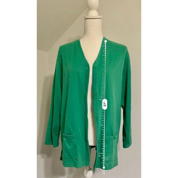 Women’s Cardigan Green Sweater Button Down Medium - Picture 7 of 7
